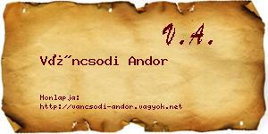 Váncsodi Andor névjegykártya