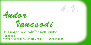 andor vancsodi business card